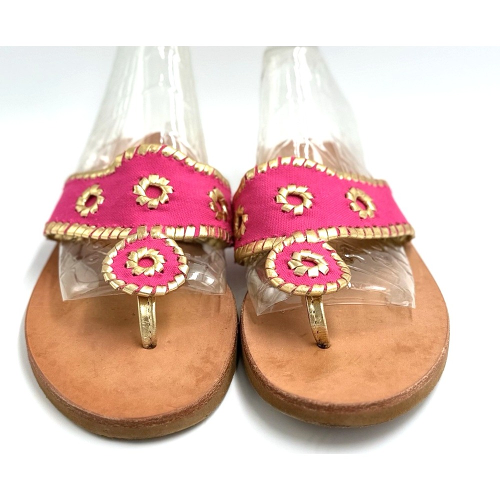Jack Rogers Pink and Gold Thong Sandals